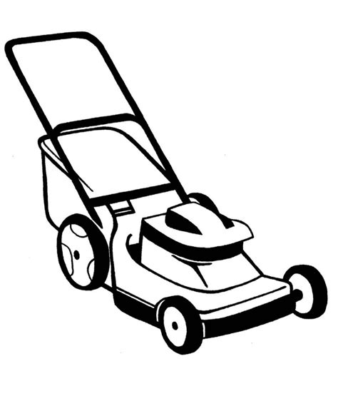 Vector illustration can be used for topics like garden tools, housekeeping, yard. . Lawnmower clipart black and white